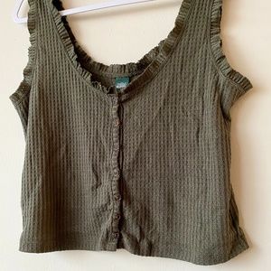 Wild Fable Green Buttoned Cropped Tank